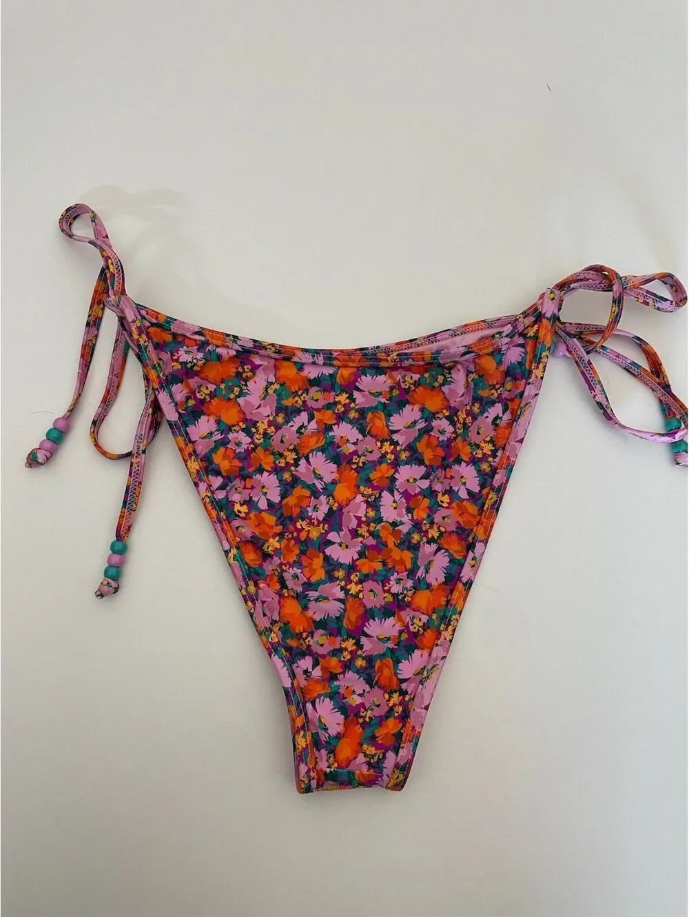 NWT L*Space Levy Floral String Side-Tie Low Rise Bikini Bottom Swimwear Large